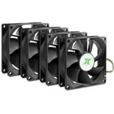 Inter-Tech IPC Fan Set 80 mm case fans Zwart, 4 stuks, 80 x 80 x 25 mm, PWM