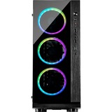 Inter-Tech W-III RGB Tower-behuizing Zwart | 2x USB-A 2.0 | USB-A 3.2 (5 Gbit/s) | 2x Audio | Window-kit