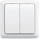 KlikAanKlikUit Draadloze Dubbele Wandschakelaar knop Wit, AWST-8802