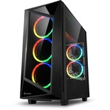 Sharkoon REV200 midi tower behuizing Zwart | 4x USB-A | RGB | Tempered Glass