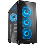 Sharkoon TG5 tower-behuizing Zwart/blauw, 2x USB-A 2.0, 2x USB-A 3.2 (5 Gbit/s), 2x Audio, Window-kit