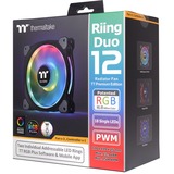 Thermaltake Riing Duo 12 RGB Radiator Fan (3-Fan Pack) case fan Zwart, 3 stuks, 4-pins PWM aansluiting