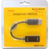 DeLOCK DisplayPort > HDMI adapter Zwart, 0,125 meter, Passief, Lite retail