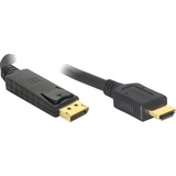 DeLOCK DisplayPort > High Speed HDMI adapter Zwart, 3 meter, Passief, 4K, Verguld