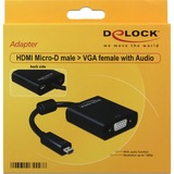 DeLOCK Micro-HDMI naar VGA adapter Zwart, 0,17 meter