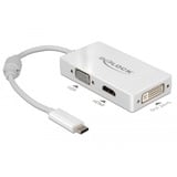 DeLOCK USB-C > VGA / HDMI / DVI adapter Wit, 0,13 meter