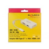 DeLOCK USB-C > VGA / HDMI / DVI adapter Wit, 0,13 meter