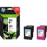 HP 301 N9J72AE - Combopack inkt Zwart, Zwart, Magenta, Cyaan, Geel