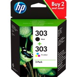 303 zwarte/drie-kleuren inktcartridges - 2-pack