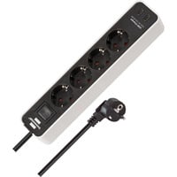 Brennenstuhl Ecolor 4-voudige stekkerdoos met 2 USB-laadaansluitingen stekkerdoos Wit/zwart, 2x USB-C