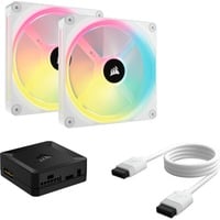 Corsair iCUE LINK QX140 RGB 140mm PWM Fans Starter Kit - Wit case fan Wit, 4-pins PWM fan-connector, Incl. controller