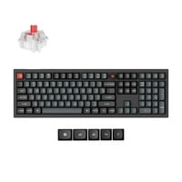 Keychron V6W-D1 8K QMK Wired Custom Mechanical Keyboard Zwart, US lay-out (QWERTY), Keychron Super Red, 100%, RGB leds, Double-shot PBT, hot swap, 8K, Knop