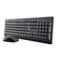 Trust Primo Draadloos Toetsenbord en Muis Set desktopset Zwart, US lay-out (QWERTY), 100%, Stille Toetsen 