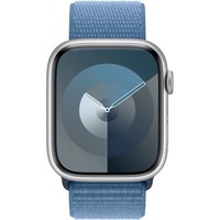 Apple Watch Series 9 smartwatch Zilver/blauw, Aluminium, 45 mm, Geweven sportbandje, GPS + Cellular