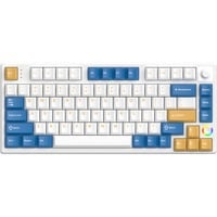 HelloGanss HS75T GC08, toetsenbord Wit/donkerblauw, US lay-out, Gateron Yellow, 75%, RGB leds, PBT Doubleshot keycaps, hot swap, 2,4 GHz / Bluetooth / USB-C