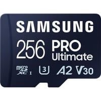 SAMSUNG PRO Ultimate 256 GB microSDXC geheugenkaart Blauw, UHS-I U3, Class 3, V30, Incl. SD-Adapter