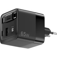 Sitecom 65W GaN Power Delivery wandoplader met uittrekbare kabel Zwart