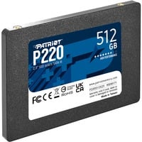 Patriot P220 512 GB SSD Zwart, SATA III 6 Gb/s