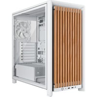 Corsair FRAME 4000D WOOD RS midi tower behuizing Wit/houtkleur | 2x USB-A | 1x USB-C | RGB | Tempered Glass
