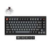 Keychron V1W-D3, toetsenbord Zwart, US lay-out, Keychron Super Brown, RGB leds, 75%, Double-shot PBT, hot swap, 8K, Knop