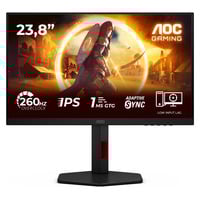 AOC 24G4ZR 23.8" gaming monitor Zwart/rood, 260Hz (OC), HDMI, DisplayPort