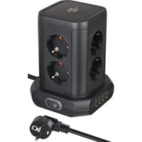Brennenstuhl stekkerdoostoren 8-voudig in 45° opstelling stekkerdoos Zwart, 4x USB