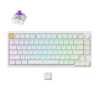 Lemokey P1 HE-P1, toetsenbord Zilver, US lay-out, Gateron Double-Rail Magnetic Nebula, 75%, RGB leds, Double-shot PBT, hot swap, 2.4 / Bluetooth / USB-C, Knob