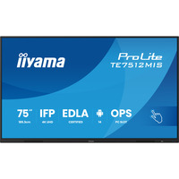 iiyama ProLite TE7512MIS-B4AG 75" 4K Ultra HD Public Display Zwart (mat), 2x HDMI | 1x DisplayPort | VGA | LAN | WiFi | 24/7 | Touch