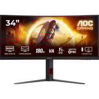AOC CU34G4 34" Curved UltraWide gaming monitor Zwart/rood, 180 Hz, HDMI, DisplayPort, AMD FreeSync