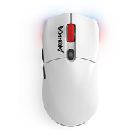 Monka Guru G995W gaming muis Wit/rood, 800 - 26.000 DPI, RGB, 2.4 GHz / Bluetooth / USB