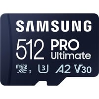 Samsung PRO Ultimate 512 GB microSDXC geheugenkaart Blauw, UHS-I U3, Class 3, V30, Incl. SD-Adapter