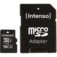 Intenso UHS-I Performance microSDXC 16 GB  geheugenkaart Zwart, Incl. SD adapter, UHS-I U1, Class 10