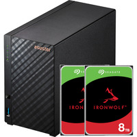 Asustor Drivestor 2 Gen2 (AS1202T) incl. 2x IronWolf 8 TB nas Zwart, LAN, USB