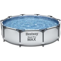 Bestway Zwembad steel pro max set rond 305 Lichtgrijs, Incl. filterpomp (220-240V)