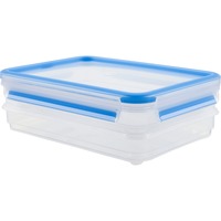 Emsa Clip & Close vershoudbox systeem 0,6 L doos Transparant/blauw, Rechthoekig, 2x 0,6 Liter