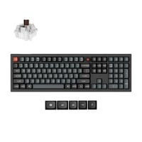 Keychron V6W-D3 8K QMK Wired Custom Mechanical Keyboard Zwart, US lay-out (QWERTY), Keychron Super Brown, 100%, RGB leds, Double-shot PBT, hot swap, 8K, Knop