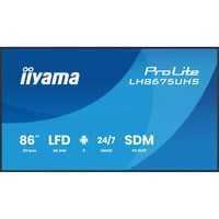 iiyama ProLite LH8675UHS-B2AG 85.6" 4K Ultra HD Public Display Zwart (mat), 3x HDMI | 1x DisplayPort | LAN | WiFi | 24/7