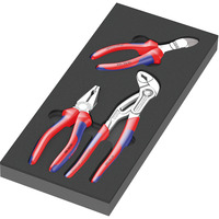 Wera 9784 Schuimrubberen inzetstuk met KNIPEX tangen Set VDE 1, 3‑delig tangenset Zwart/grijs