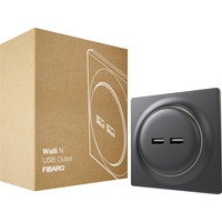 Fibaro Walli N Usb Outlet schakel stekkerdoos Antraciet, Z-Wave