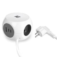 ACT Connectivity Stekkerdoos kubus met 3 stopcontacten, 30W Power Delivery USB-C/A poorten, kabellengte 1,5m stekkerdoos Wit, Type E