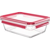 Emsa Clip & Close Glazen vershoudbakje 1,3 L doos Transparant/rood, rechthoekig