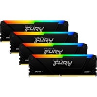 Kingston FURY 64 GB DDR4-3600 Quad-Kit werkgeheugen Zwart, KF436C18BB2AK4/64, Beast RGB, XMP
