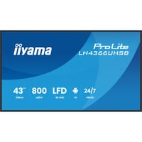 iiyama ProLite LH4366UHSB-B1AG 43" 4K Ultra HD Public Display Zwart, HDMI, USB-C, LAN, WiFi, Audio, Android
