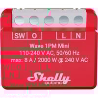 Shelly Qubino Wave 1PM Mini relais Rood/wit, 1-kanaals, Z-Wave