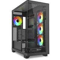 Sharkoon ELITE SHARK CA500 midi tower behuizing Zwart | 2x USB-A | 1x USB-C | RGB | Tempered Glass