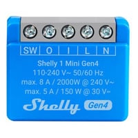 Shelly 1 Mini Gen4 relais Blauw, Bluetooth 4.2, Wi-Fi
