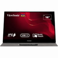 ViewSonic USB-C Multi-Touch Portable Monitor TD1655 16" Zwart, 1x Mini HDMI, 2x USB-C