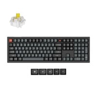 Keychron V6W-D4 8K QMK Wired Custom Mechanical Keyboard Zwart, US lay-out (QWERTY), Keychron Super Banana, 100%, RGB leds, Double-shot PBT, hot swap, 8K, Knop