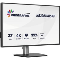 iiyama ProGraphic HB3201UHSNP-B1 31.5" 4K Ultra HD monitor Zwart (mat), 1x DisplayPort, 1x HDMI, 2x USB-C, 3x USB-A, 1x RJ-45, HDMI, DisplayPort, USB-C, Audio