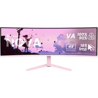 Arozzi Nova Curved 49" v2 UltraWide gaming monitor Roze, 1x DisplayPort, 2x HDMI, 1x USB-C, 2x USB-A, 165 Hz